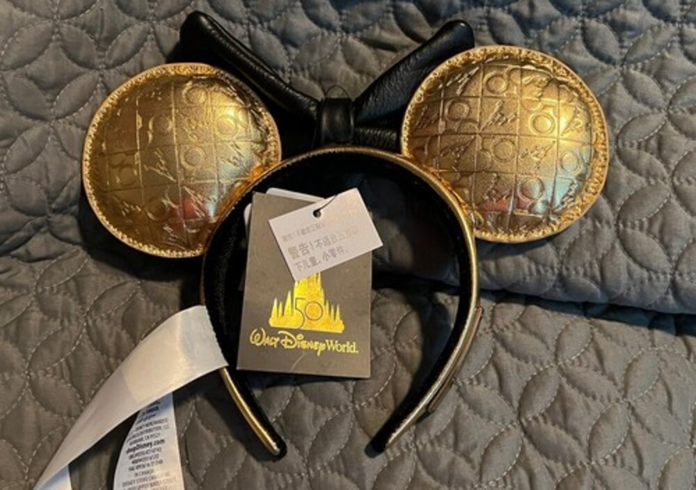 NWT Disney World 50th Anniversary Leather Gold Luxe Loungefly Backpack Set - Picture 7 of 7